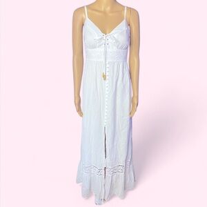 Guess White Crochet inserts Maxi Dress size XS